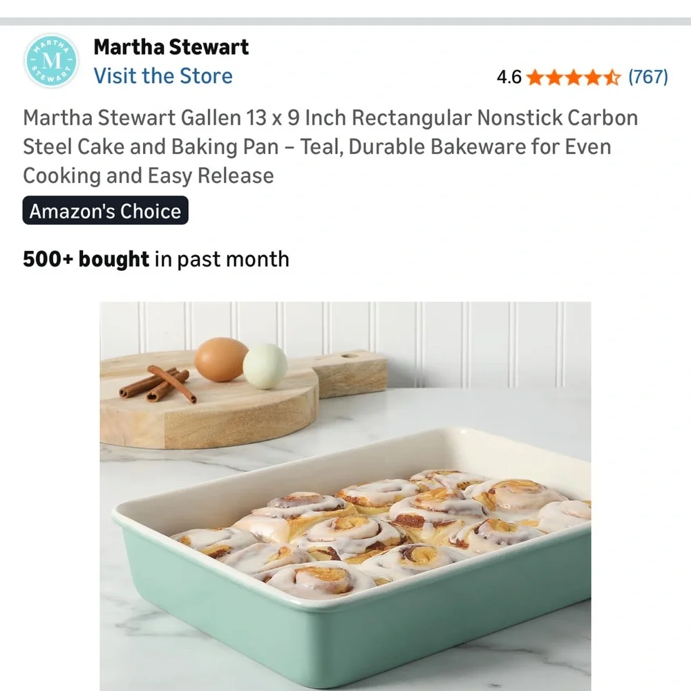 Martha Stewart Teal Nonstick Baking Pan